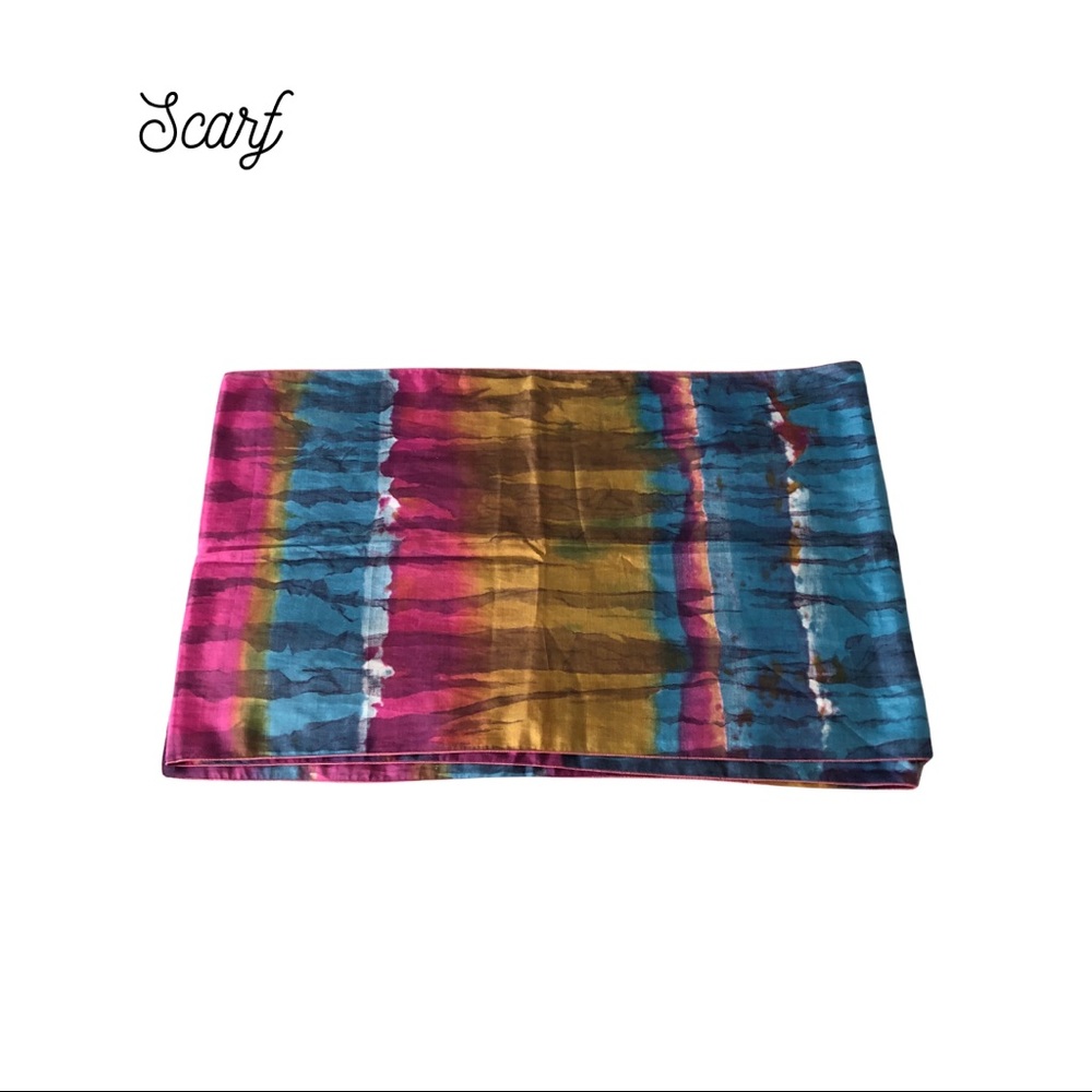FUSHIA, TEAL, GOLD, PURPLE, WHITE SCARF